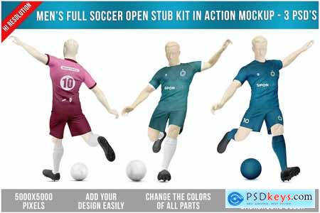 Men's Full Soccer Open Stub Kit in Action Mockup