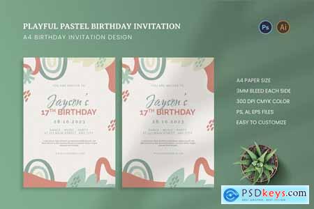 Playful Pastel Birthday Invitation