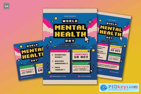 Pixel Blue World Mental Health Day Flyer Set 003