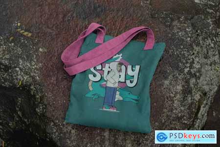 PSD Realistic Fabric Tote Bag Mockup