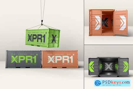 Shipping Container Storage Psd Mockup Set