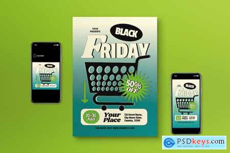 Blue Gradient Flat Design Black Friday Flyer Set