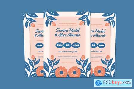 Blue Flowers Wedding Invitation