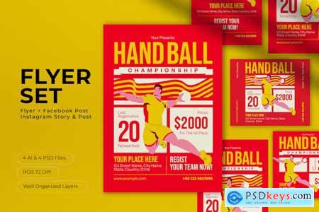 Red Simple Hand Ball Flyer Set