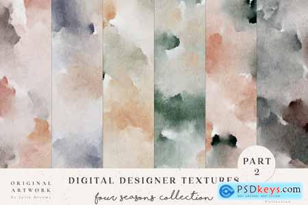 Watercolor Paper Texture Pastel Four Seasons Set