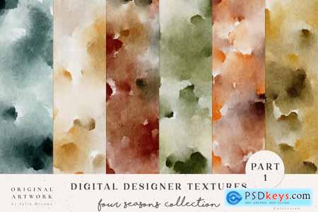 Watercolor Paper Texture Bright Four Seasons Set