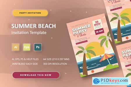 Summer Beach - Party Invitation