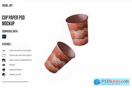 Floating Cup Coffe PSD Mockup