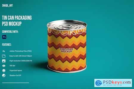 Tin Can Packaging PSD Mockup