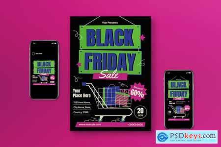 Black Flat Design Black Friday Flyer Set