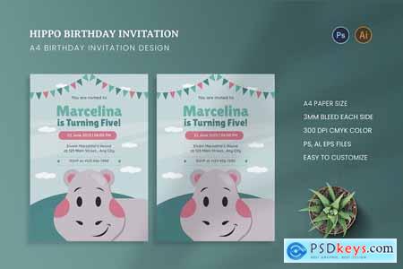 Hippo Birthday Invitation