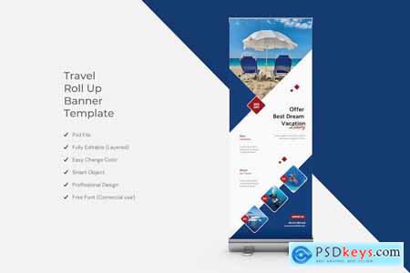 Travel Roll Up Banner Template Design