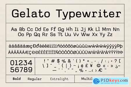 Gelato Typewriter Minimal Vintage Stamp Font
