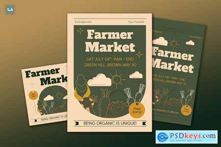 Flat Farmer Market Flyer Set 001