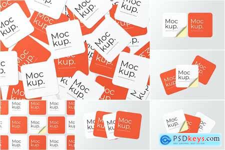Rounded Square Sticker Label Mockup