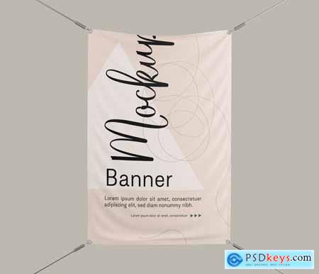 Set Vertical Outdoor Banner with Ropes Mockup