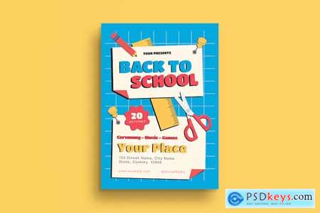 Blue Realist Flat Design Back To School Flyer