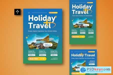 Gradient Holiday Travel Flyer Set 002