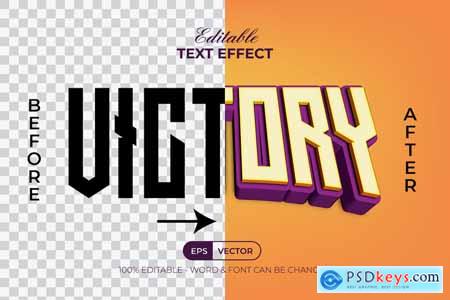 Victory Text Effect 3D Curved Style