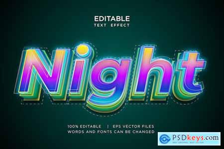 Night 3d Text Effect in Neon Style