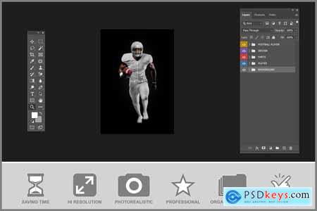 American Football Player in Action Mockup