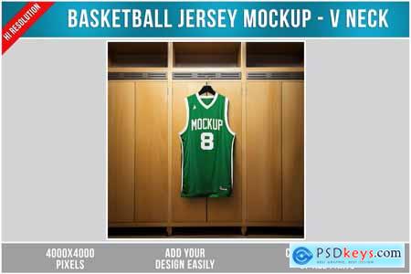 Basketball Jersey Mockup - V Neck UF8DH79