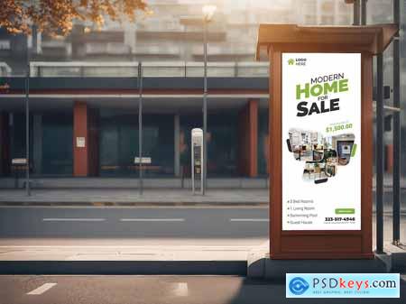 Digital Ad Screen Mockup On Road Side