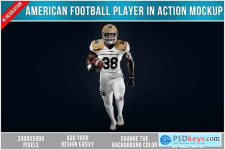 American Football Player in Action Mockup