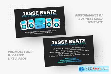 Performance Club DJ Business Card Template