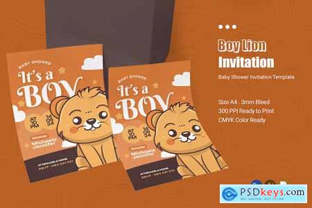Boy Lion Baby Shower Invitation