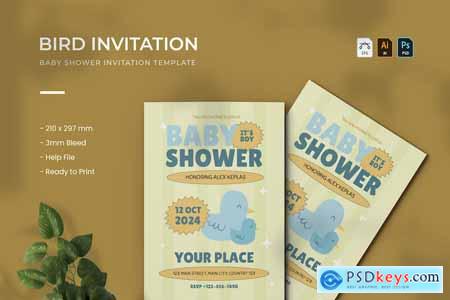 Bird - Baby Shower Invitation