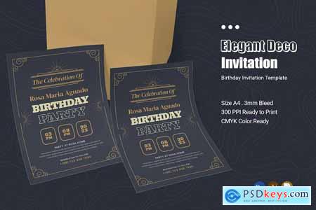 Elegant Deco Birthday Invitation