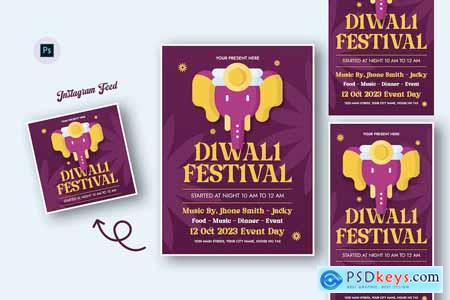 Greeting Diwali Day Flyer Template