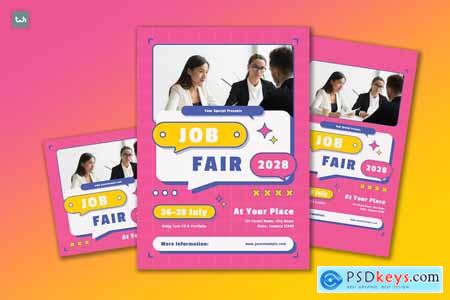 Retro Pink Job Fair Flyer Set 002