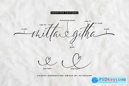 Mitta Githa A Lovely Script Font