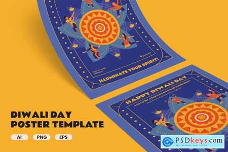 Diwali Day Festival Vector Poster Template