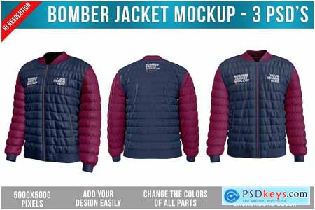 Bomber Jacket Mockup - 3 PSD'S