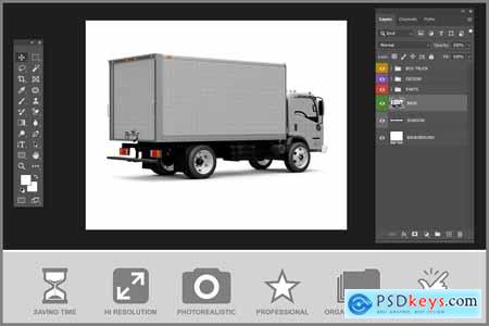 Box Truck Mockup - 3 PSD'S