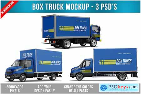 Box Truck Mockup - 3 PSD'S