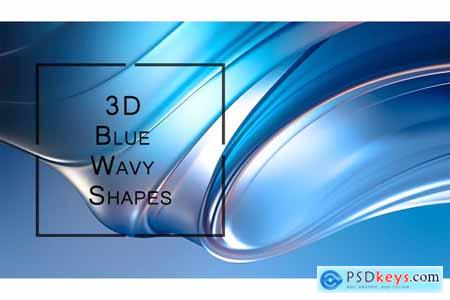 3D Blue Wavy Shapes