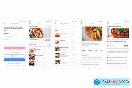 Food Recipe, Cooking & Food Plan Pink App & Ui Kit