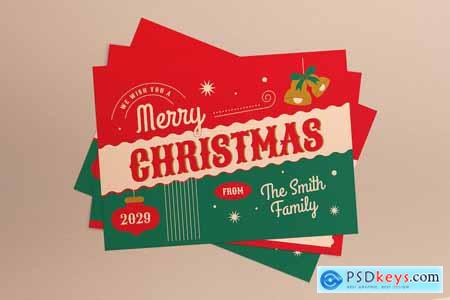 Red Flat Design Christmas Greeting Card Postcard