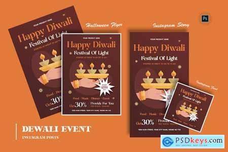 Happy Diwali Day Flyer Template