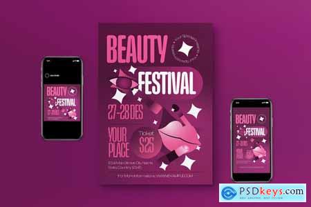 Gradient Pink Edgy Beauty Festival Flyer Set