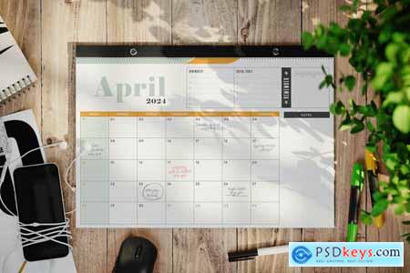 Wall or Desk Calendar Planner Mockup