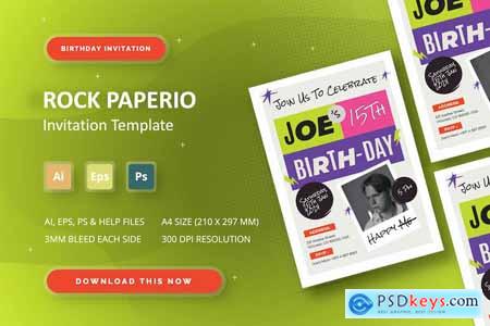 Rock Paperio - Birthday Invitation