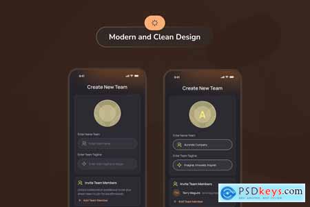Cutiz - Create Team Dark Mode App UI