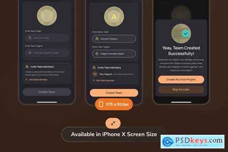 Cutiz - Create Team Dark Mode App UI