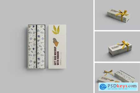 Gift Box Mockup With Ribbon