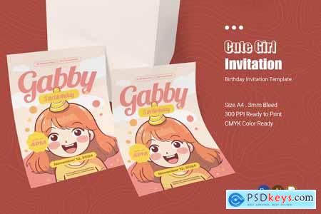 Cute Girl Birthday Invitation